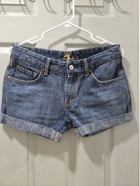 7 For All Mankind Medium Blue Rolled Cuff Jr. Denim Shorts SZ 30 - Fits like 27
